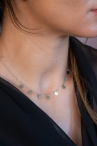 Collier argenté pampilles rondes