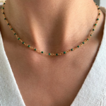 Collier chaîne perles vertes