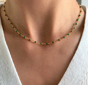 Collier chaîne perles vertes