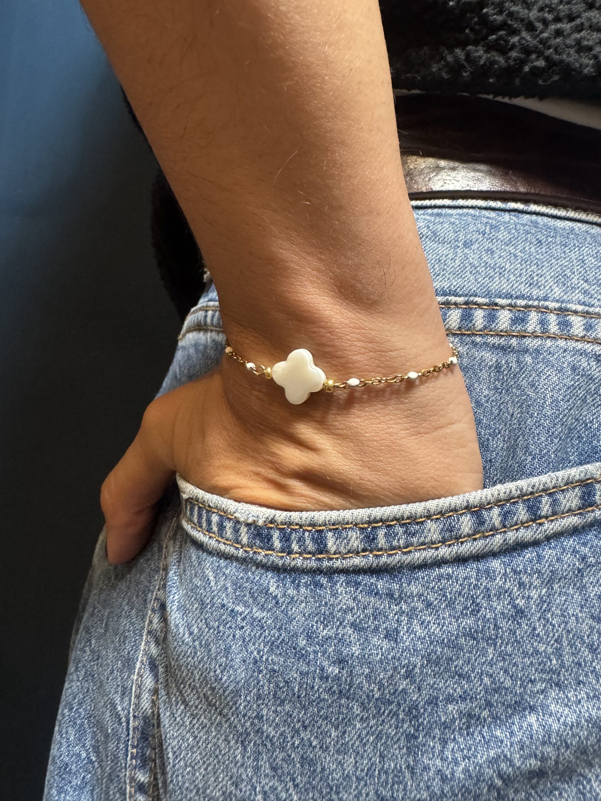 Bracelet trèfle blanc