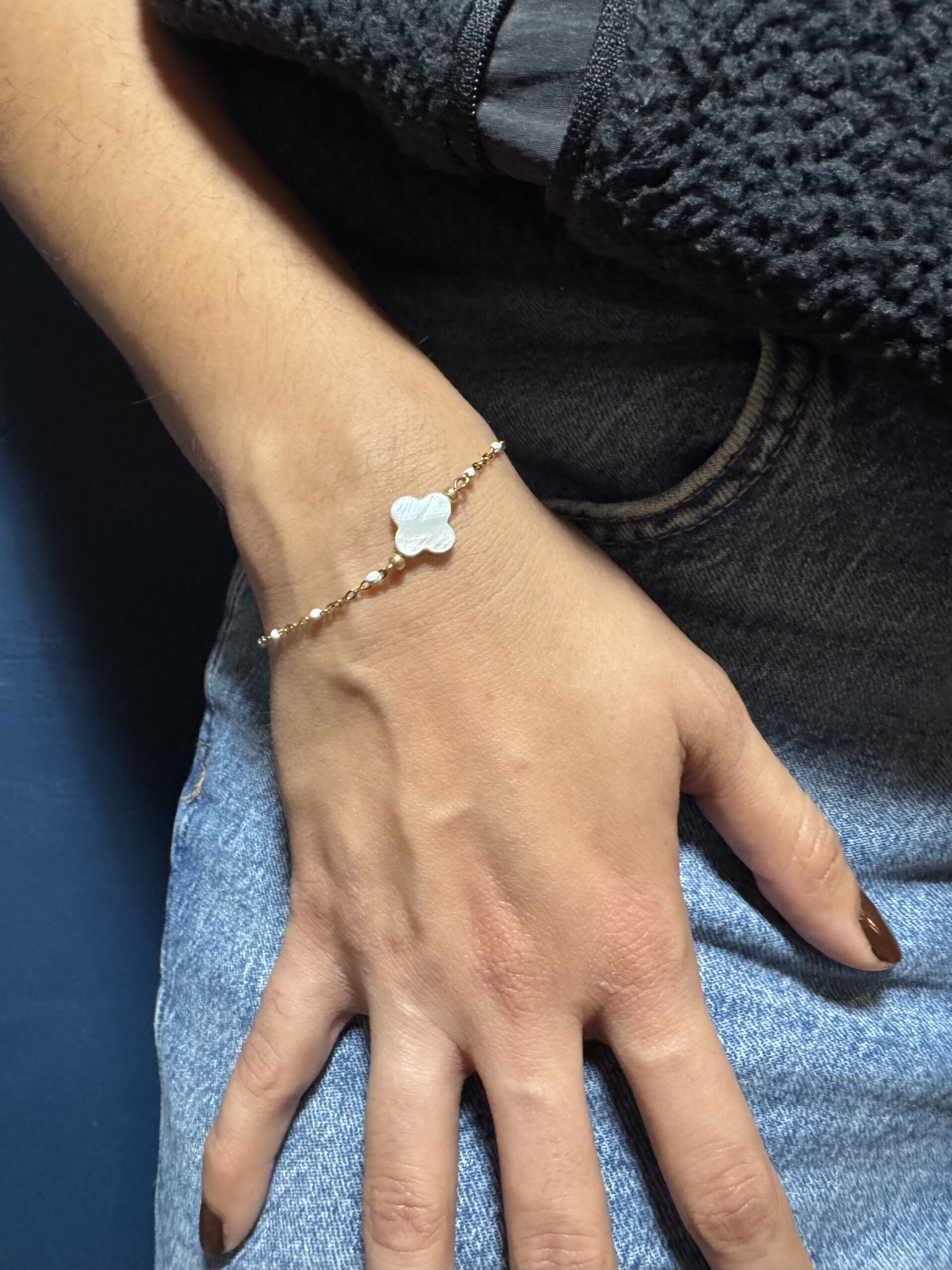 Bracelet trèfle blanc