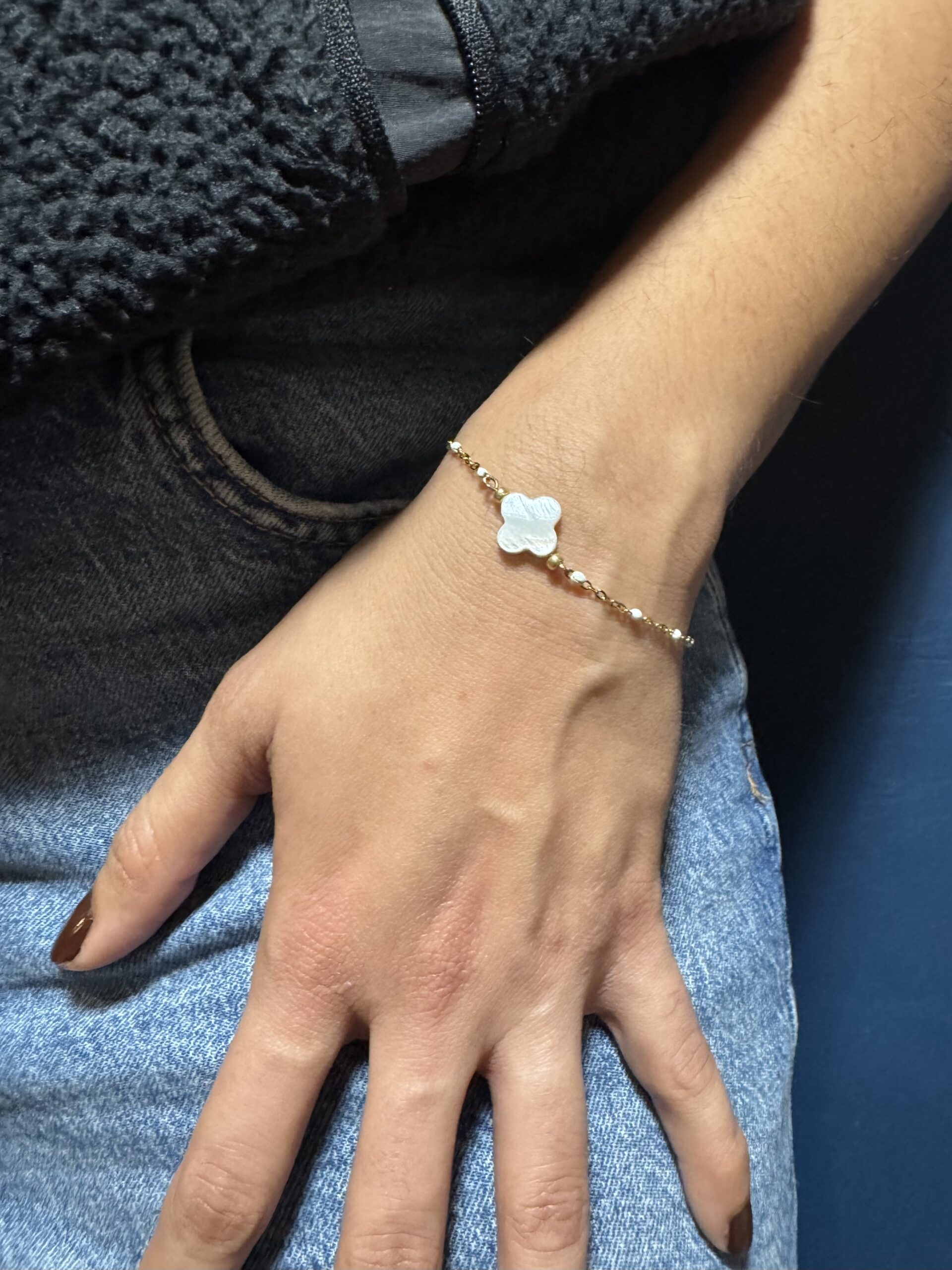 Bracelet trèfle blanc