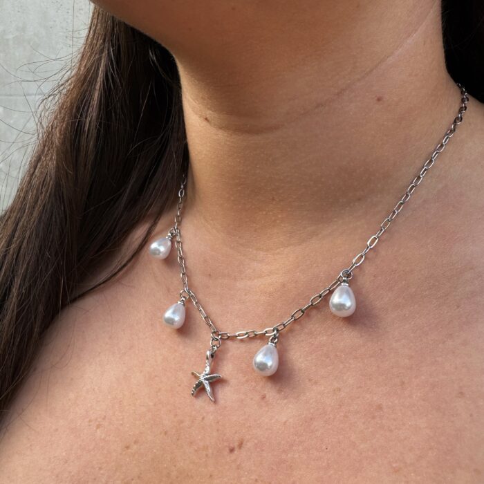 Collier Étoile Gouttes Blanches