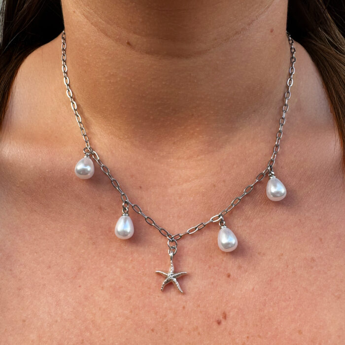 Collier Étoile Gouttes Blanches