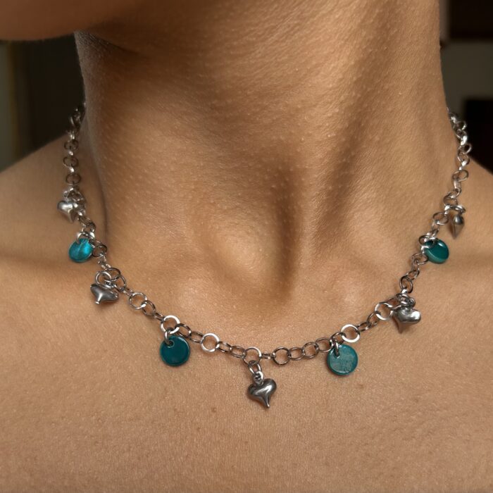 Collier breloques cœurs