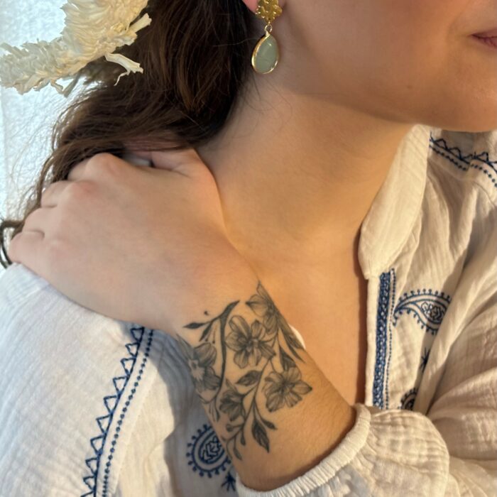 Boucles d'oreilles pendantes gouttes vert tilleul