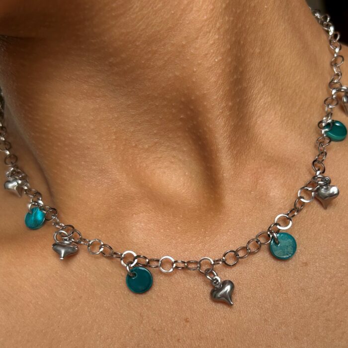 Collier breloques cœurs