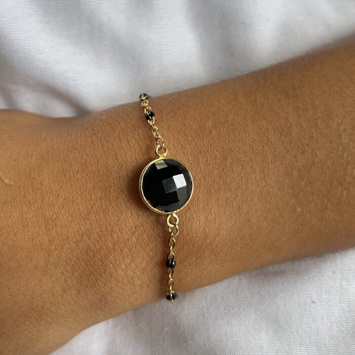 Bracelet onyx perles noires
