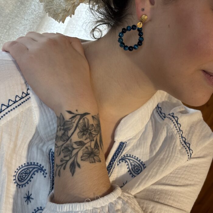 Boucles d'oreilles perles bleues