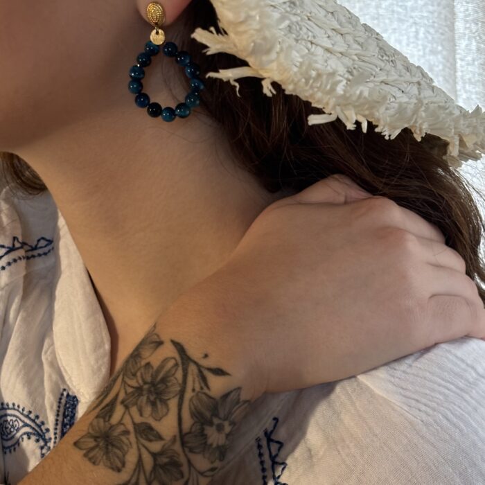 Boucles d'oreilles perles bleues