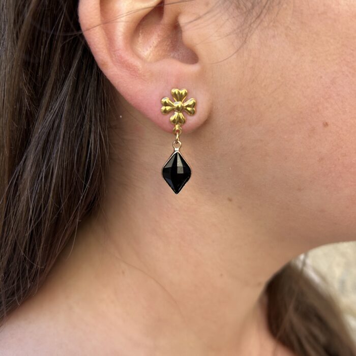 Boucles d'oreilles losange noir