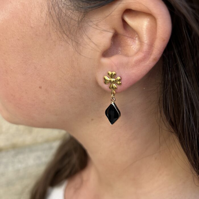 Boucles D'oreilles Losange Noir