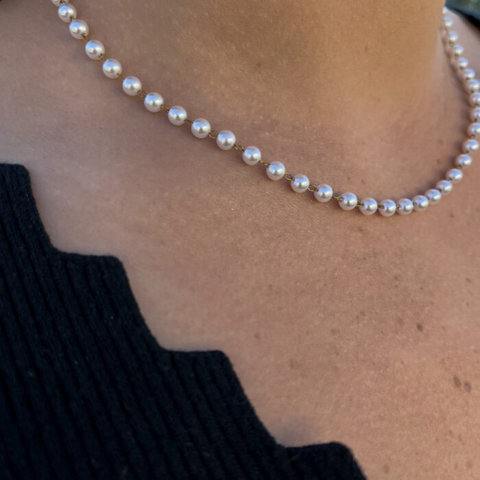 Collier perles blanches