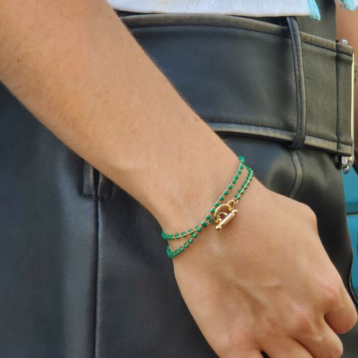 Bracelet Double Perles Vertes