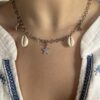Collier Argenté Étoile avec Cauri Blanc