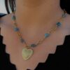 collier cœur pierre bleue