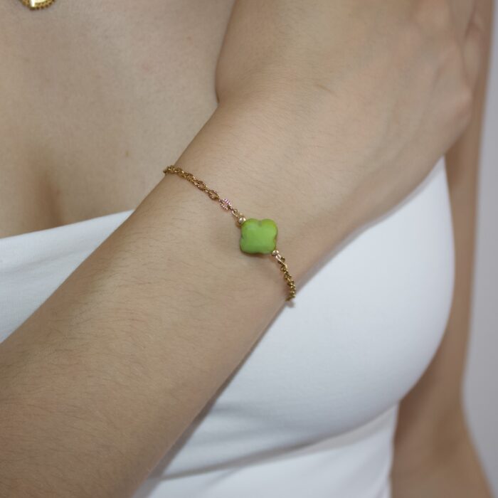 Bracelet Trèfle Vert Clair