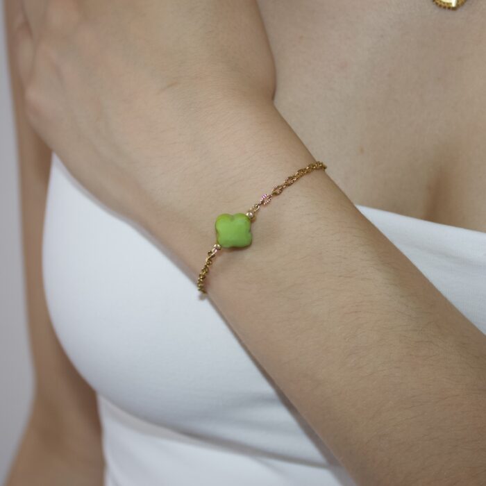 Bracelet Trèfle Vert Clair