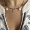 Collier Argenté Étoile avec Cauri Blanc