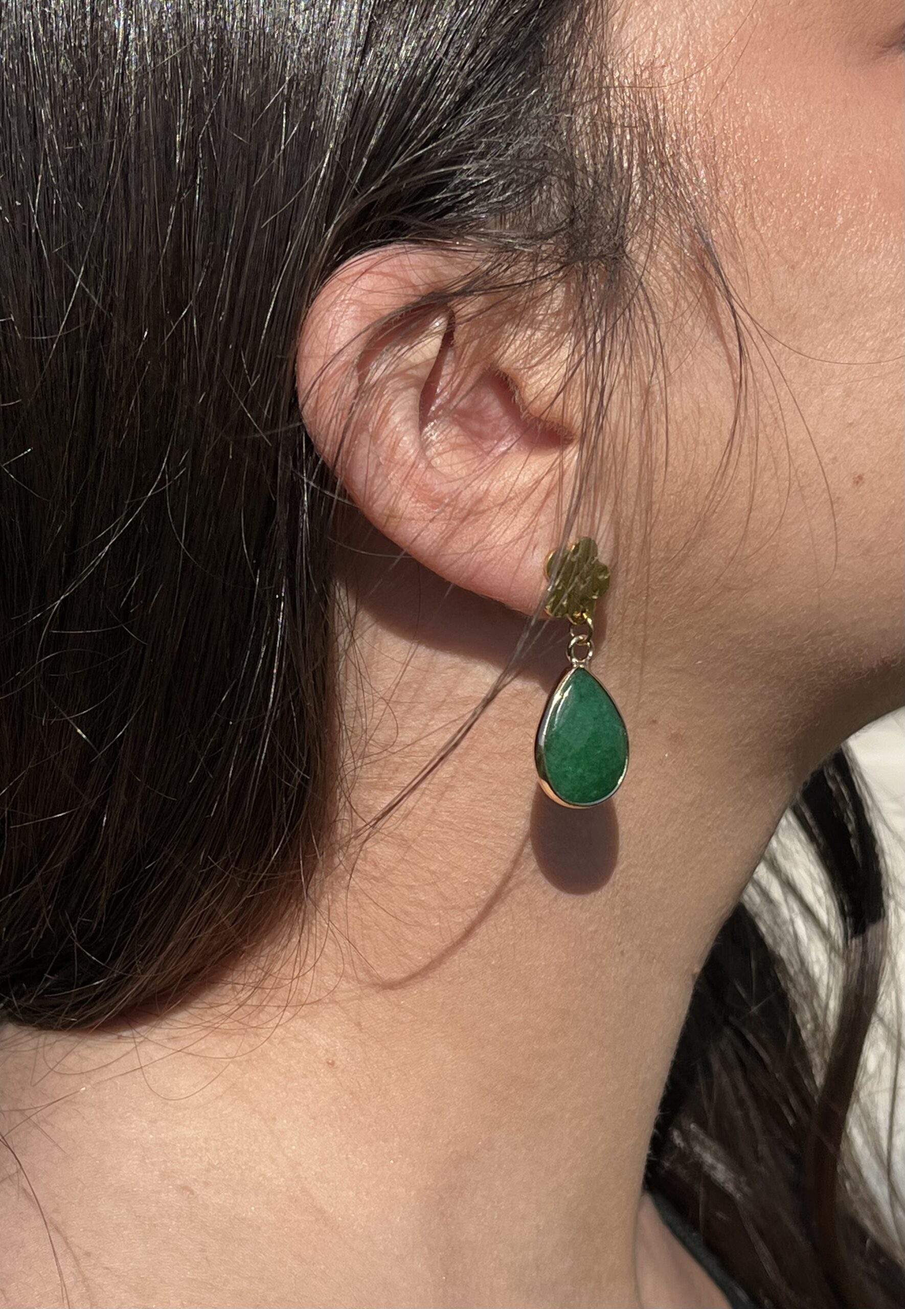 Boucles d'oreilles fleur vert émeraude
