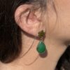 Boucles d'oreilles fleur vert émeraude