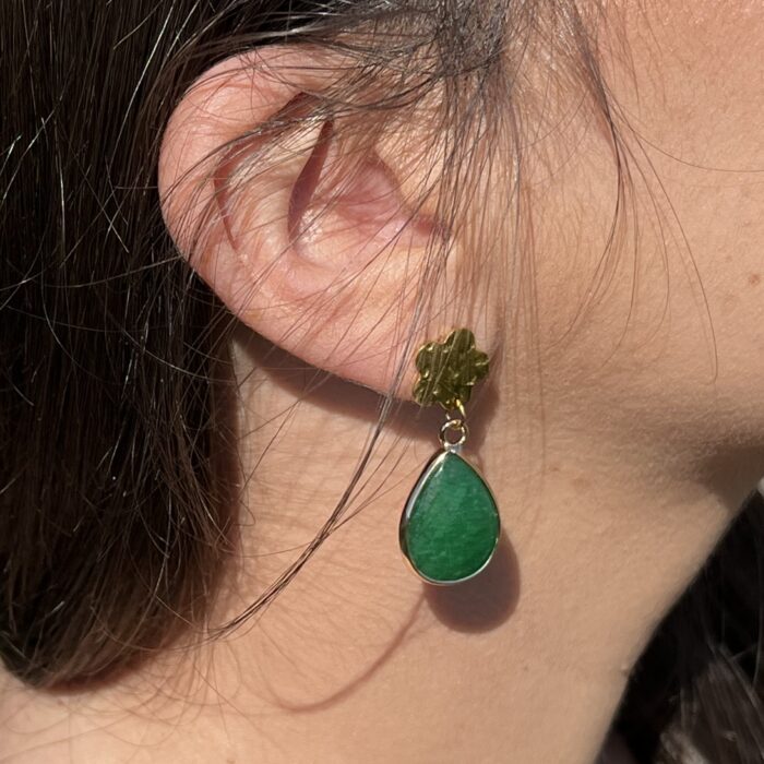 Boucles d'oreilles fleur vert émeraude
