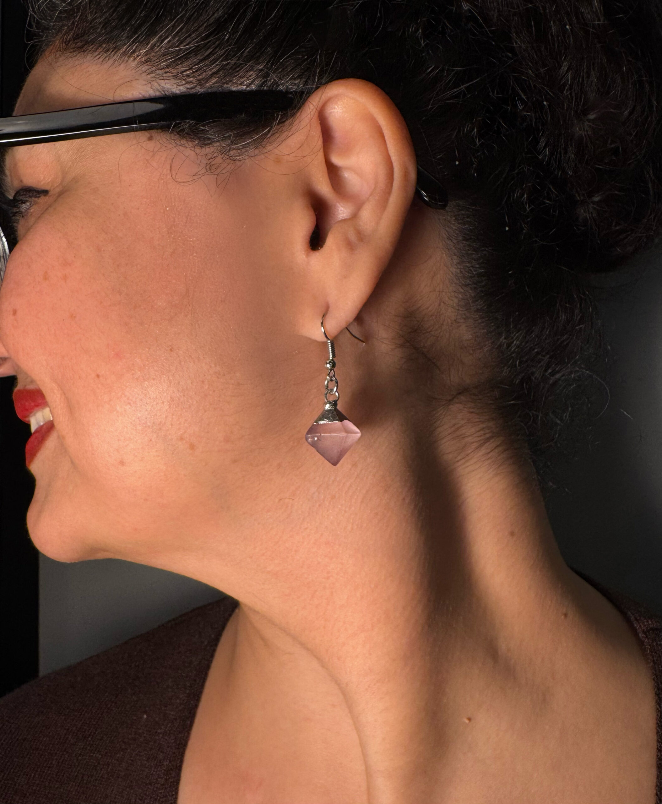 Boucles d'Oreilles Pendantes en Pierre Améthyste