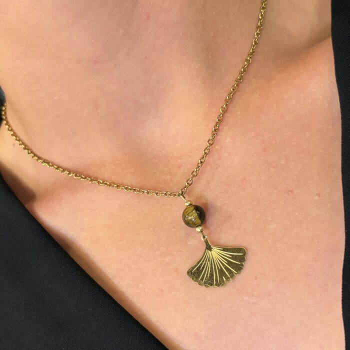 collier feuille de ginko