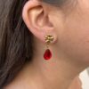 Boucles d'Oreilles Gouttes Rouges