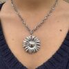 Collier Pendentif Fleur Argentée