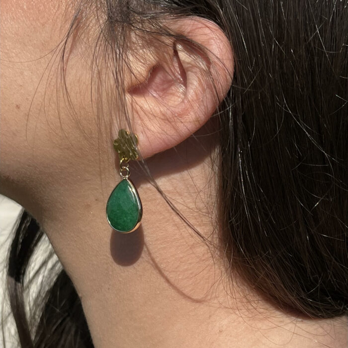 Boucles d'oreilles fleur vert émeraude