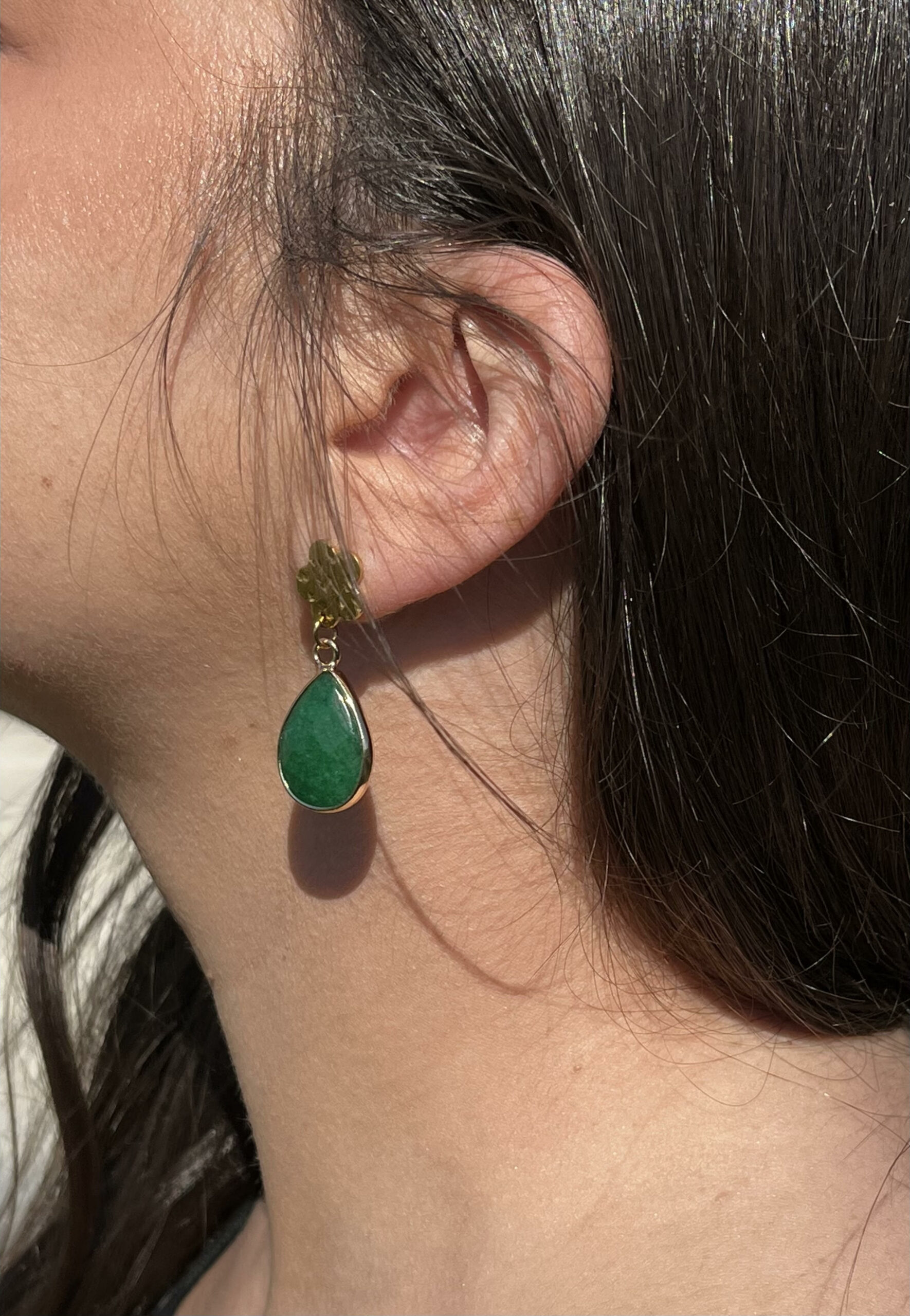 Boucles d'oreilles fleur vert émeraude