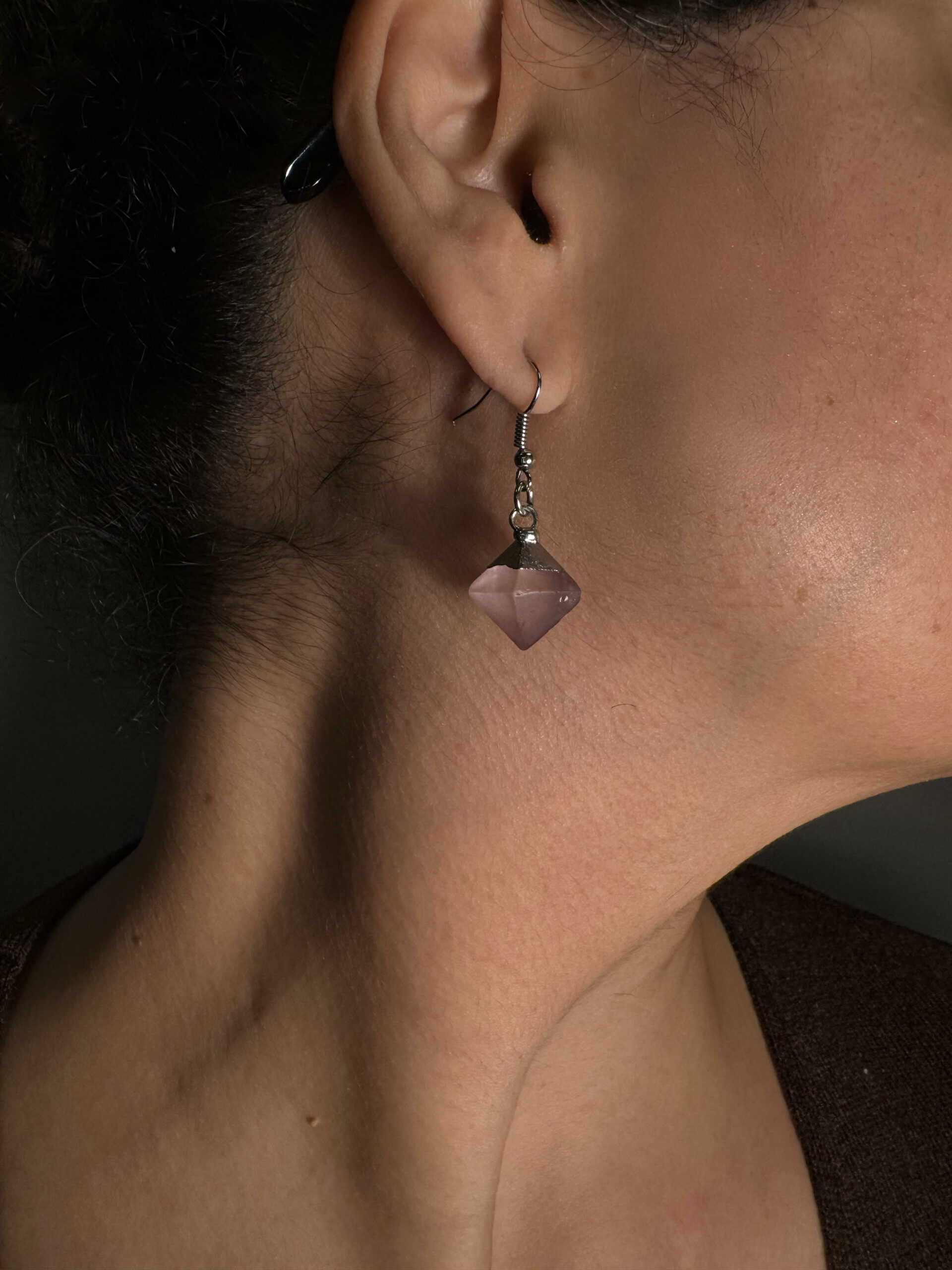 Boucles d'Oreilles Pendantes en Pierre Améthyste